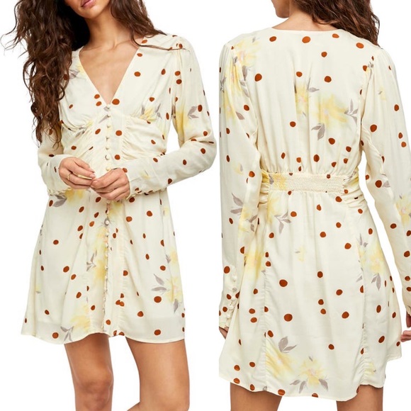 Free People Floral Long Sleeve Minidress